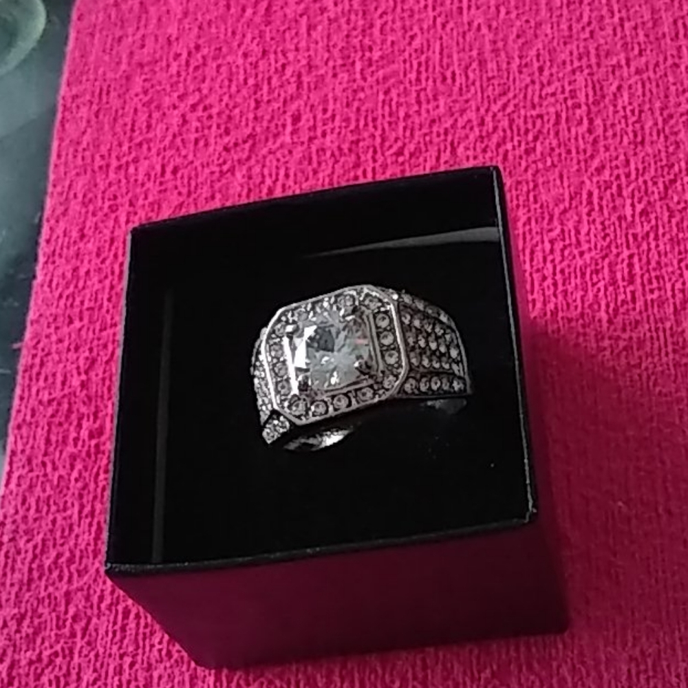 Size 10 sterling silver ring unisex cz diamond markdown sale